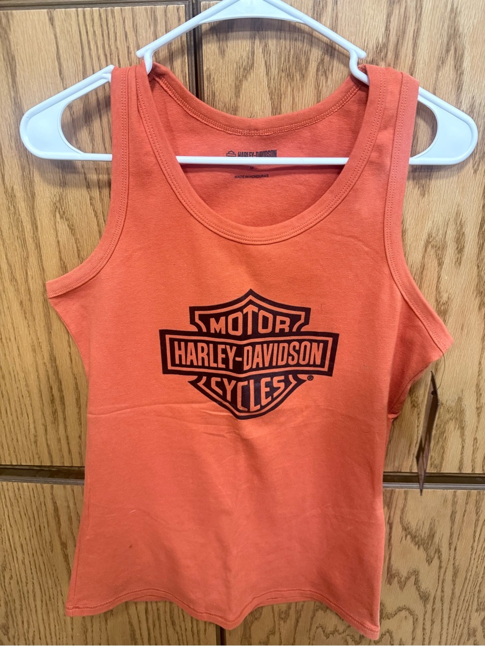 Harley-Davidson Orange Tank with Black Bar & Shield Logo